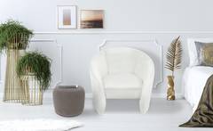 Adamante Runder Sessel mit Kunstlederbezug Weiß