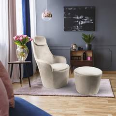 Fauteuil Dongal avec repose-pieds Velours Taupe