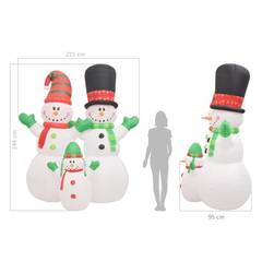 Reuze opblaasbare sneeuwpop familie met LED Girtab H244cm Stof Wit