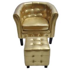 Fauteuil + Repose-pied Viorne Similicuir Or