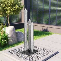 Fuente de Jardín Samurai 48x123cm Acero Inoxidable Plata con LED