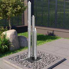 Fuente de Jardín Samurai 48x153cm Acero Inoxidable Plata con LED