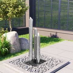 Fontaine de jardin Samourai 48x88cm Acier inoxydable Argent avec LED