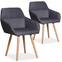 Set van 2 Scandinavische stoelen / fauteuils Frida donkergrijze stof