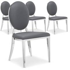 Lote de 4 sillas Sofia cromada PU gris