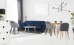 Sofa estilo escandinavo Gibus 3 plazas tela azul