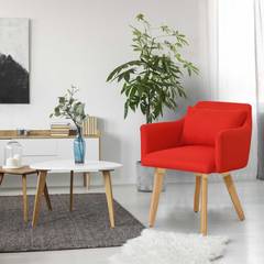 Gybson Set mit 2 Sesseln im skandinavischen Stil mit Stoffbezug Rot