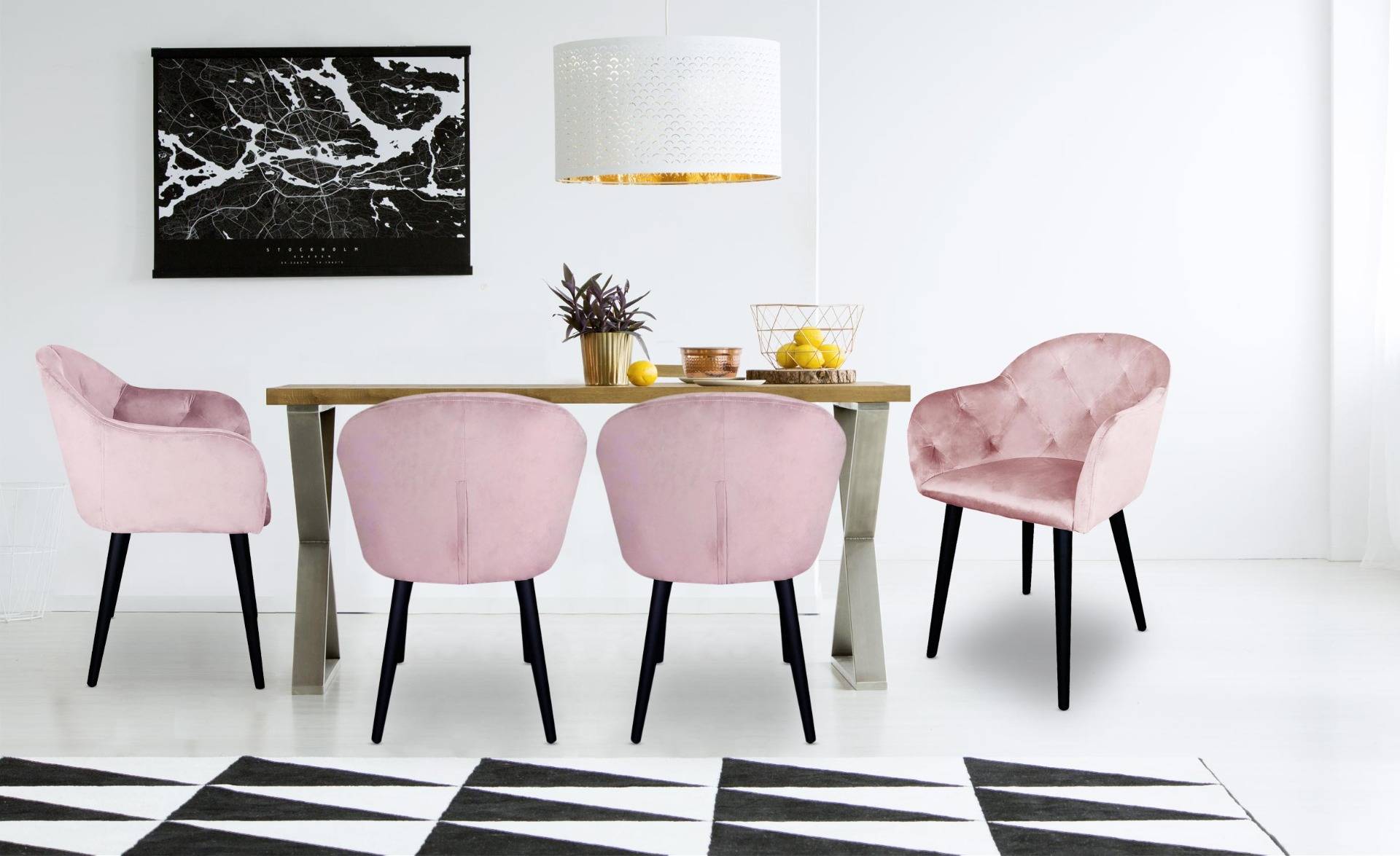 Honorine / fauteuil roze fluweel