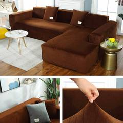 Stretch Sofabezug Decoprotect Velours 3-Sitzer Café