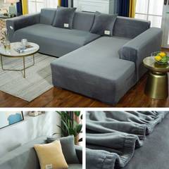 Stretch Sofabezug Decoprotect Velours 3-Sitzer Grau