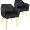 Lot de 2 chaises / fauteuils scandinaves Shaggy Tissu Noir