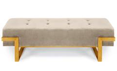 Banquette Istanbul Velours Taupe Pieds Or