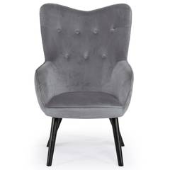 Scandinavische Klarys fauteuil van grijs fluweel