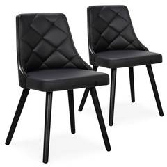 Set van 2 Lalix Scandinavische stoelen in Zwart Hout en Zwart Simili