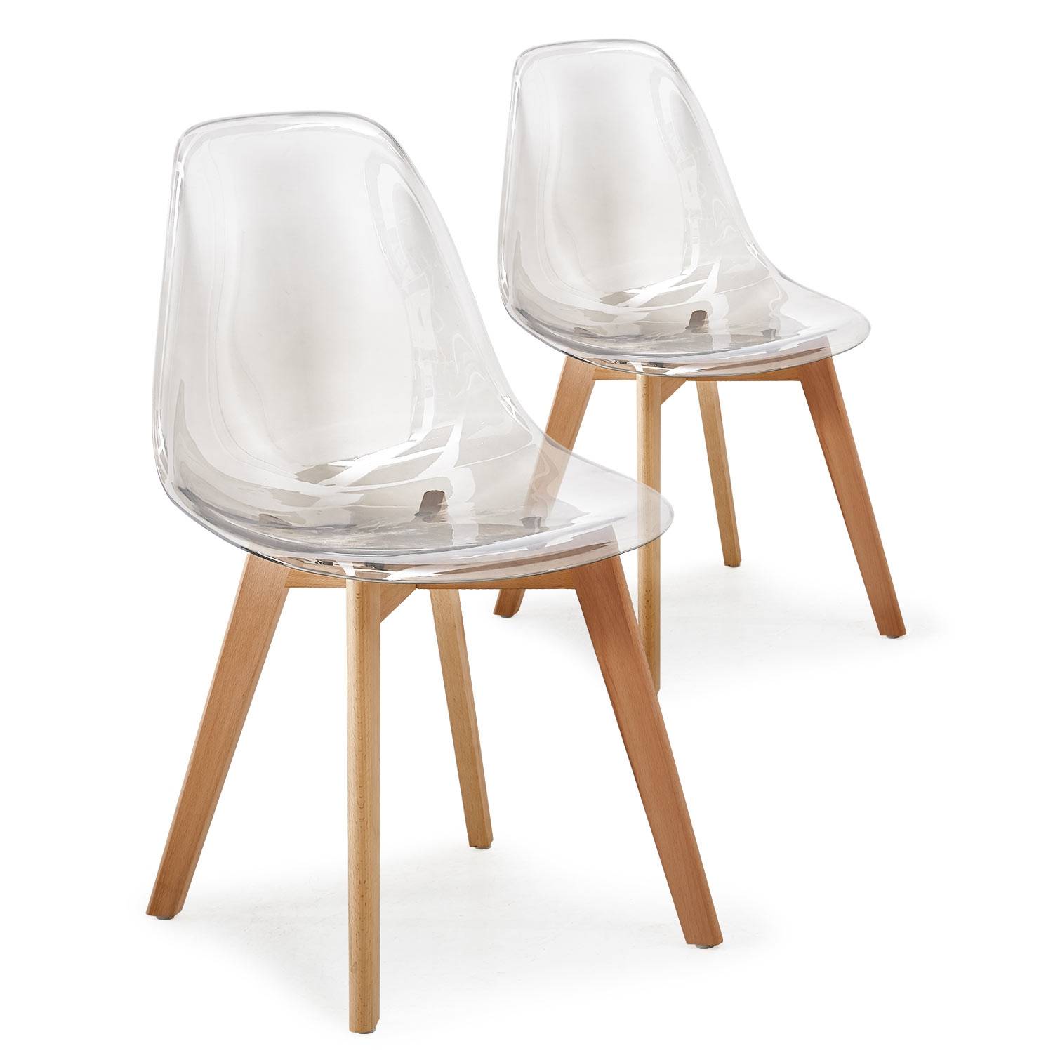 synoniemenlijst Kosten Begrijpen Set van 2 Scandinavische Larry Plexi transparante stoelen