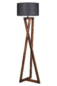 Ciol Lámpara de pie H166cm Madera natural y tela negra