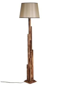 Staande lamp Picea H175cm Natuurlijke massieve den en lichtbruine stof