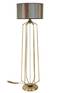 Extrabus Kabelgebundene Stehlampe H153cm Mehrfarbiger Stoff mit Lambis-Muster und goldfarbenes Metall