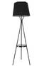 Nachttisch-Stehleuchte dreibeinig runde Tischplatte kegelstumpfförmiger Schirm Treis H165 cm Metall Stoff Schwarz 