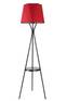 Nachttisch-Stehleuchte dreibeinig runde Ablage geometrischer Lampenschirm Treis H165 cm Metall Stoff Schwarz Rot