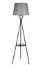 Nachttisch-Stehleuchte dreibeinig Tablett rund Kegelförmiger Lampenschirm Treis H165 cm Metall Schwarz Stoff Braun