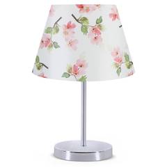 Lampe de table Accensa Métal Argent et Motif fleurs Rose