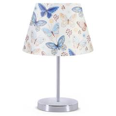 Lampe de table Accensa Métal Argent et Motif papillons Bleu