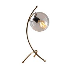 Lampe de table trépied arcs Bulla 43cm Métal Verre Or antique Transparent