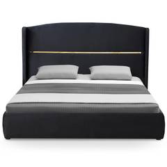 Tristan bed met lift-up basis 180x200cm Velvet Black and Gold