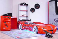 Lit voiture de course interactif MNV1 rouge Panneau Bois ABS Multicolore