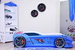 Lit voiture de course interactif Speedy bleu Panneau Bois ABS Multicolore
