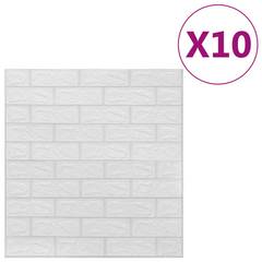 Set van 10 Wall Effect 3D Brick Pattern White Self-Adhesive Wallpapers