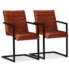 Set van 2 Michette Brown Genuine Cowhide Chairs