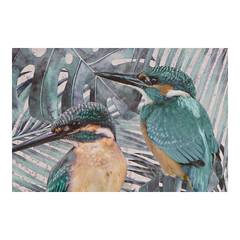Lot de 2 toiles Kingfisher 40x40cm Vert et Jaune Oiseaux