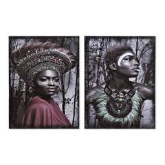Lot de 2 Toiles portraits Fatoumata 30x40cm Multicolore Motif Femme Africaine
