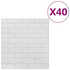 Set van 40 Wall Effect 3D Brick Pattern White Self-Adhesive Wallpapers