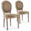 Set di 2 sedie a medaglione in stile Luigi XVI in legno patinato e similpelle color talpa