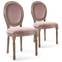 Lote de 2 sillas estilo medallón Luis XVI Madera patinada y terciopelo rosa
