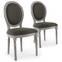 Lote de 2 sillas estilo medallón Luis XVI Madera patinada gris y tela gris