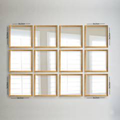 Set von 12 gerahmten quadratischen Spiegeln in Block Certa Glas Silber Vergoldet 