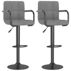 Lote de 2 sillas de bar Safou H90-111cm Terciopelo gris claro