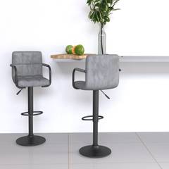 Lote de 2 sillas de bar Safou H90-111cm Terciopelo gris claro