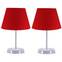 Lot de 2 lampes de table Accensa texture abat-jour 12cm Rouge Métal Argent