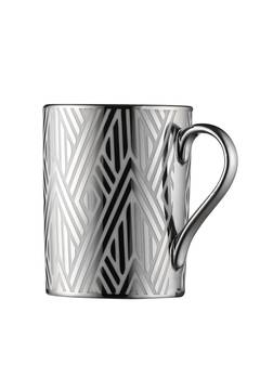 Lot de 2 mug Calix Porcelaine Motif Géométrique Argent et Blanc