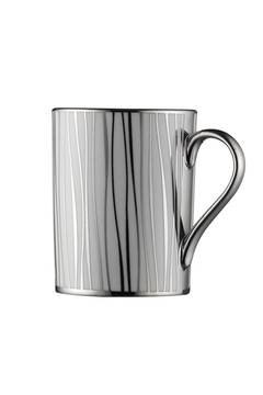 Lot de 2 mug Calix Porcelaine Motif Rayé Argent et Blanc