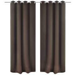 Lote de 2 cortinas opacas con ojales 135x245cm Tejido marrón