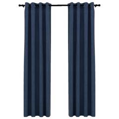 Juego de 2 cortinas opacas con ojales 140x245cm Lino Azul