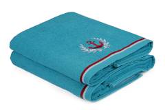Lot de 2 serviettes de bain Anchora 70x140cm Coton Coton Turquoise