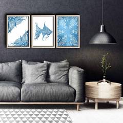 Set mit 3 Bildern Pictura Aquatic Pattern