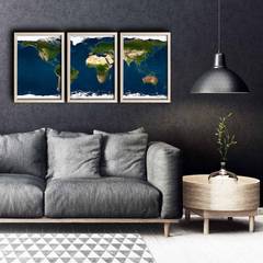 Lot de 3 tableaux Pictura L38xH53cm Motif Carte du monde